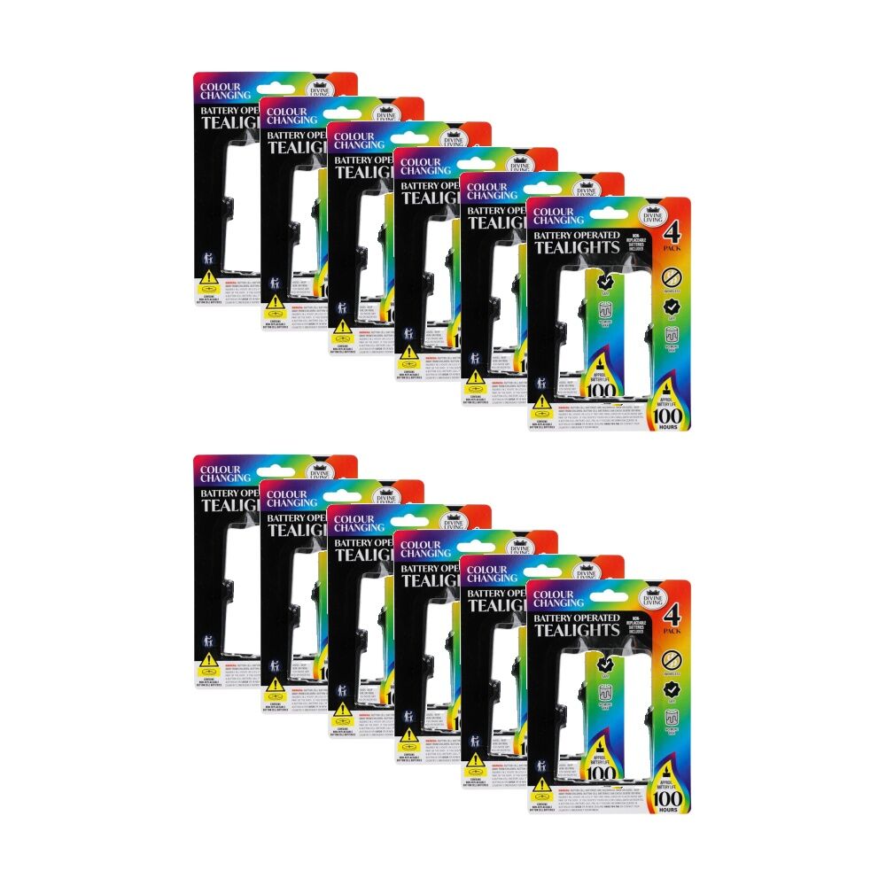 Divine Living 4pc Divine Living Battery Operated Tealights Candles Colour Changing (12 Pack)
