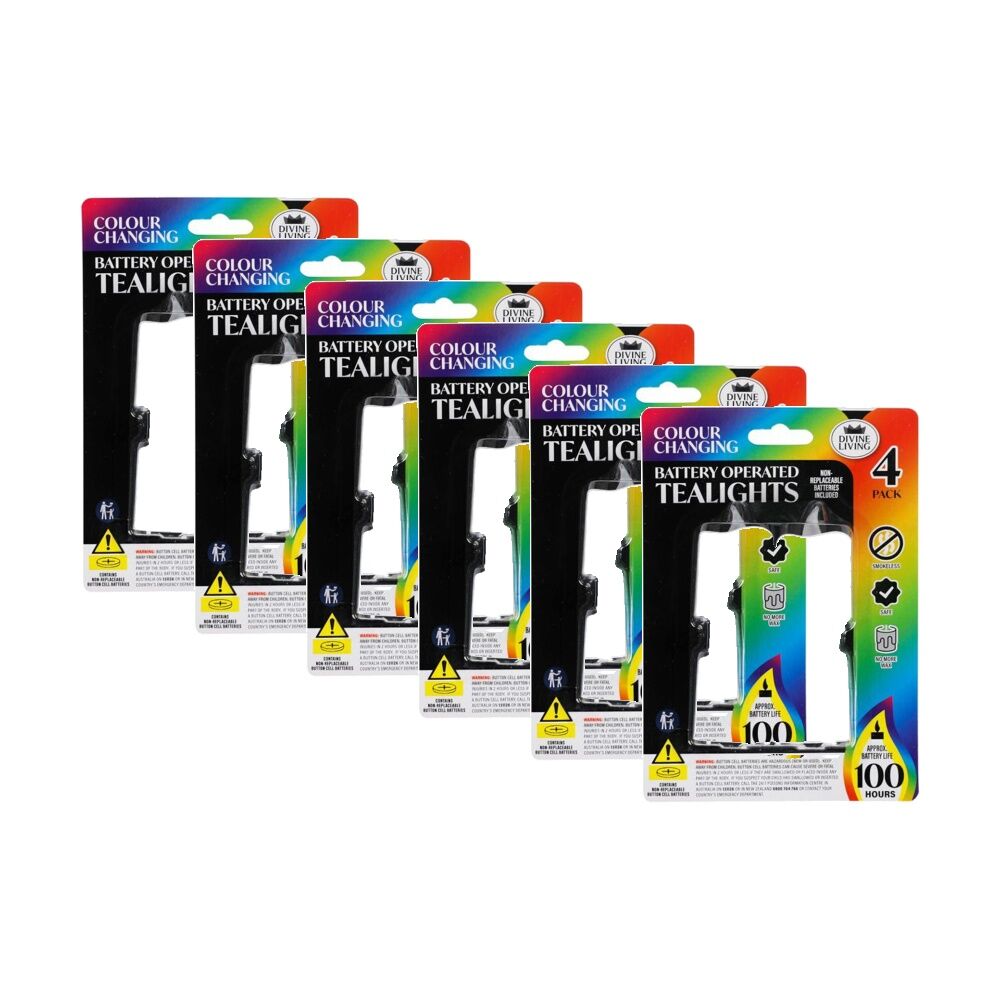 Divine Living 4pc Divine Living Battery Operated Tealights Candles Colour Changing (6 Pack)