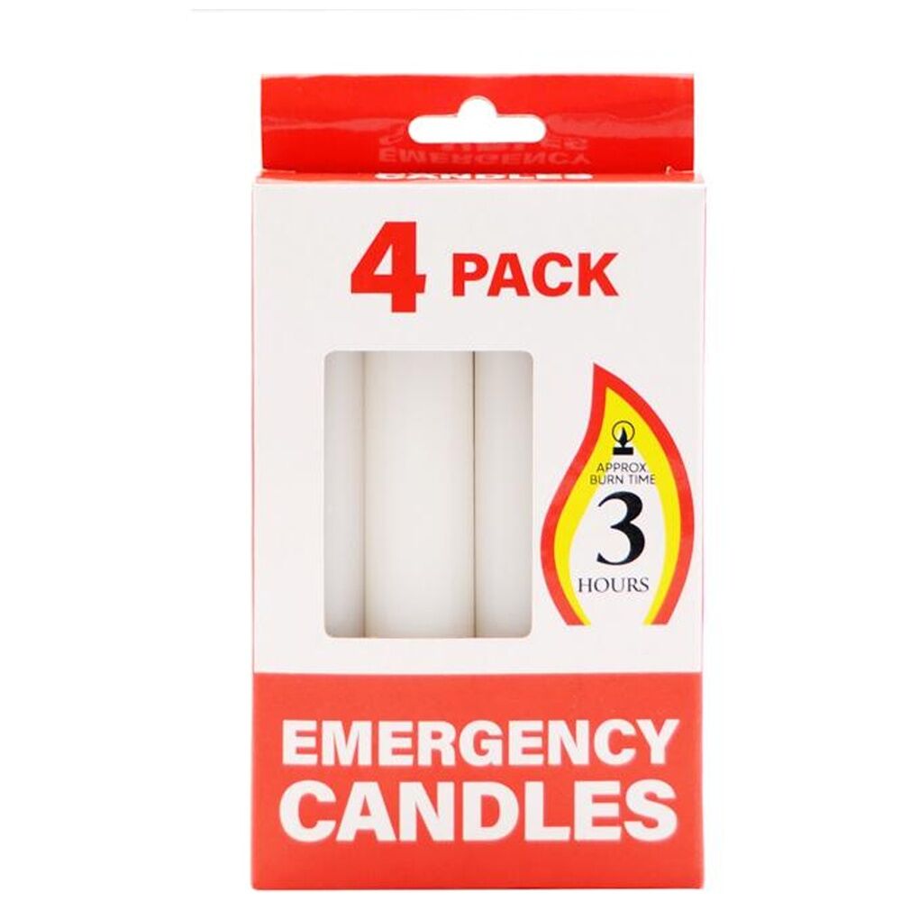 Candle Emergency Lighting Candles 3 Hours Burn Time White (4 Pieces)