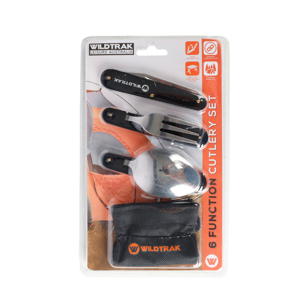 Wildtrak Foldable Camping Knife/Spoon/Fork Cutlery Utensil Set w/ Bag Black (3 Pieces)