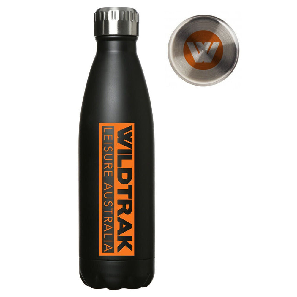 Wildtrak Stainless Steel 500ml Drinking Water Bottle Leak Proof Black (2 Pack)