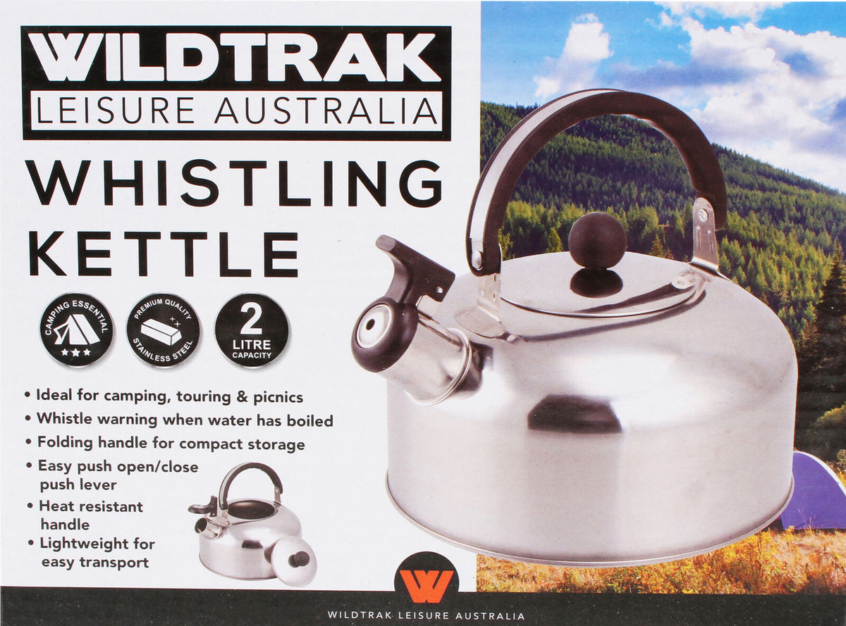 Wildtrak 2L Stainless Steel Whistling Kettle Outdoor Camping Water Boiler Silver — image 2