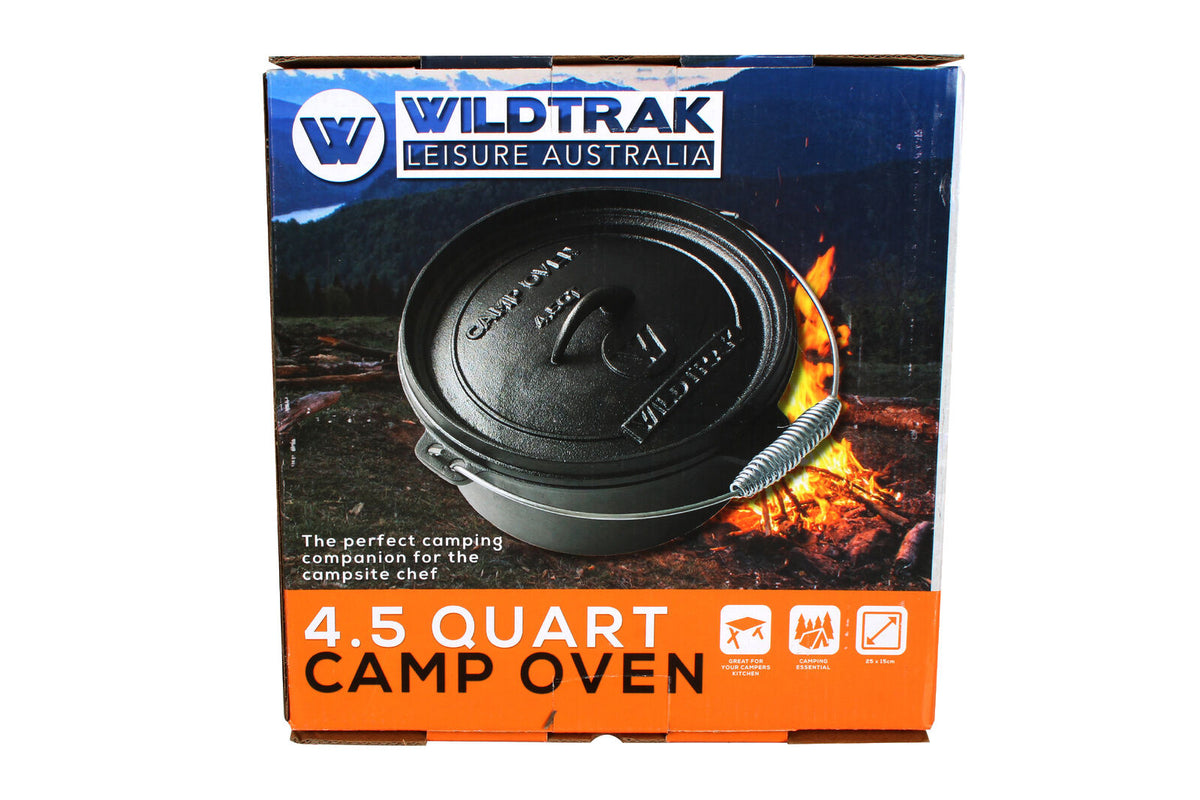 Wildtrak Round 4.5qt/25cm Cast Iron Camp Oven Pot Camping Outdoor Cookware Black — image 2