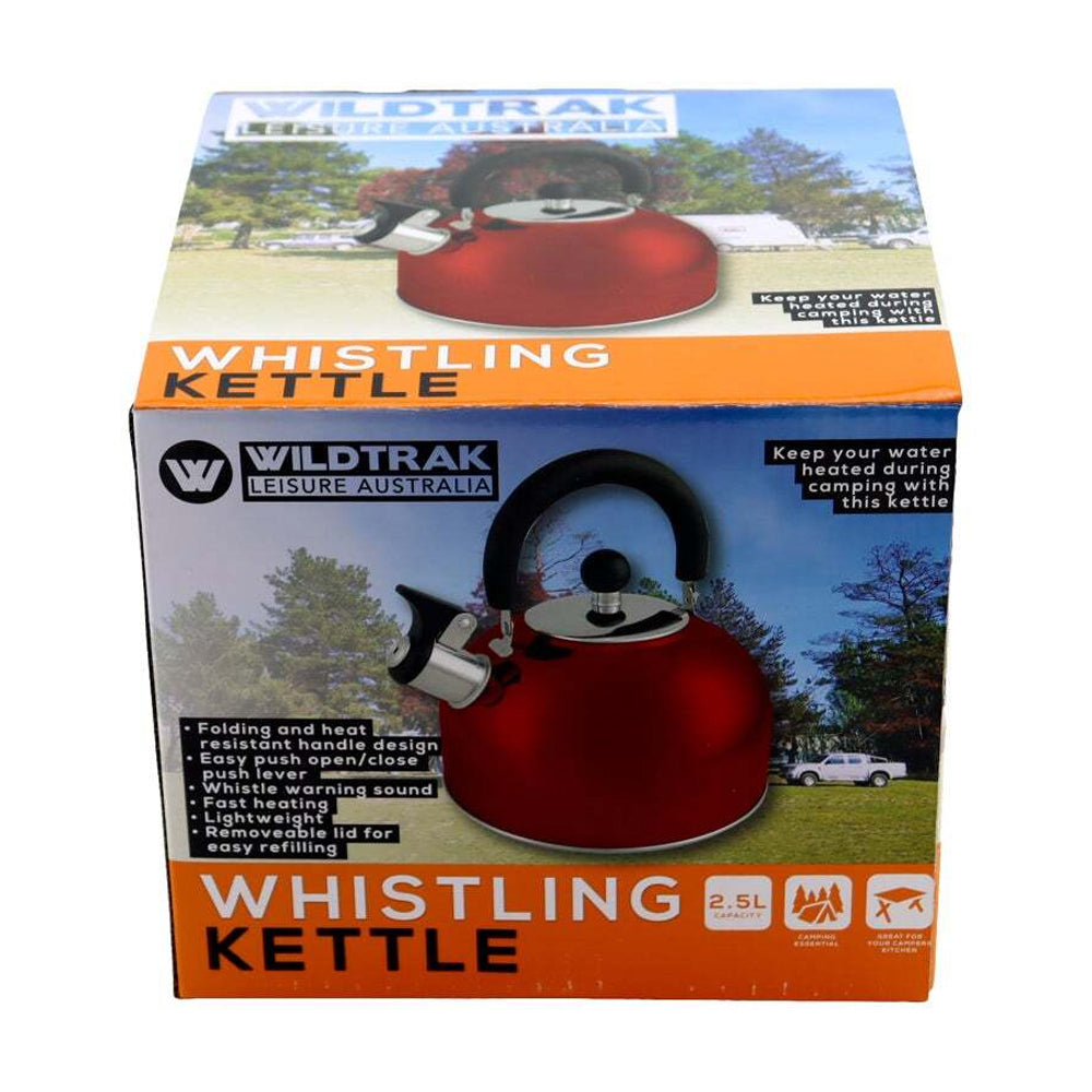 Wildtrak 2.5L Whistling Kettle Outdoor Picnic/Camping Hot Drink Water Boiler Red — image 3