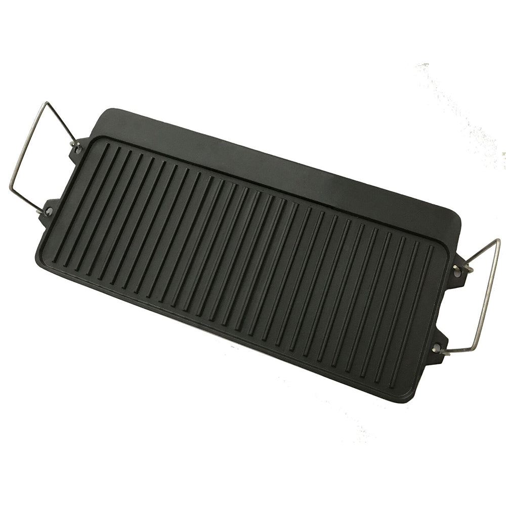 Wildtrak Reversible 40cm Cast Iron Griddle BBQ Plate Cookware For 2BR Stove BLK