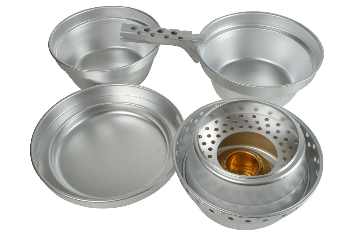 Wildtrak Aluminium Camping Cookware Set Pot/Pan w/ Alcohol Burner Silver (8 Pieces) — image 2