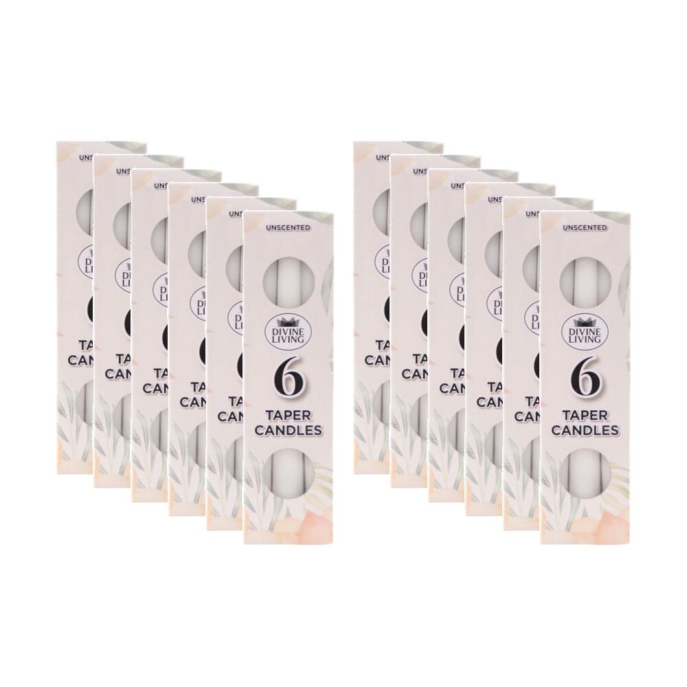 Divine Living 4pc Divine Living Unscented Dinner Table Taper Candles 20cm White (12 Pack)