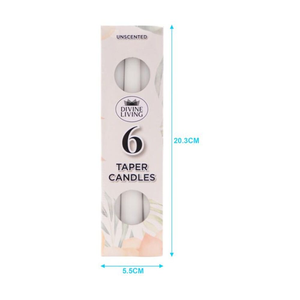 Divine Living Unscented Dinner Table Taper Candles 20cm White (4 Pieces) — image 2