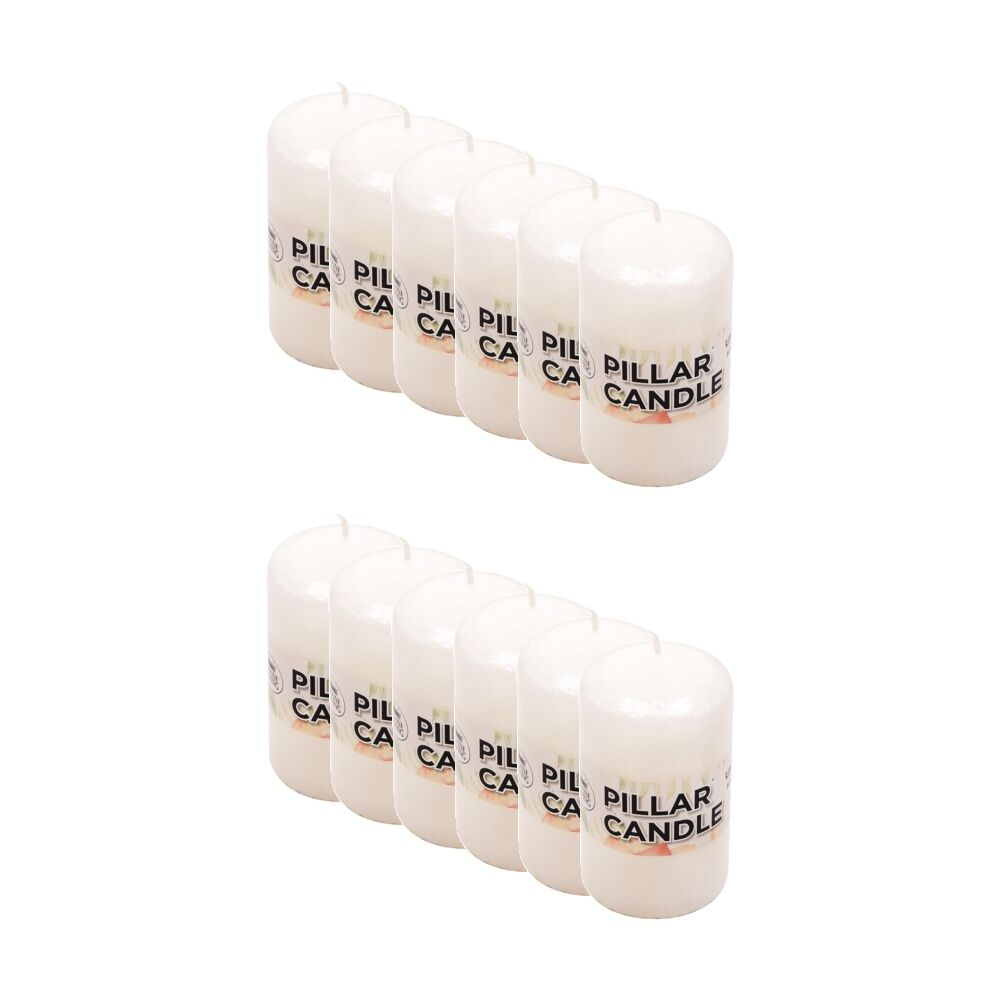 Divine Living Wax Pillar Church Decorative Candle 6x13cm White (12 Pack)