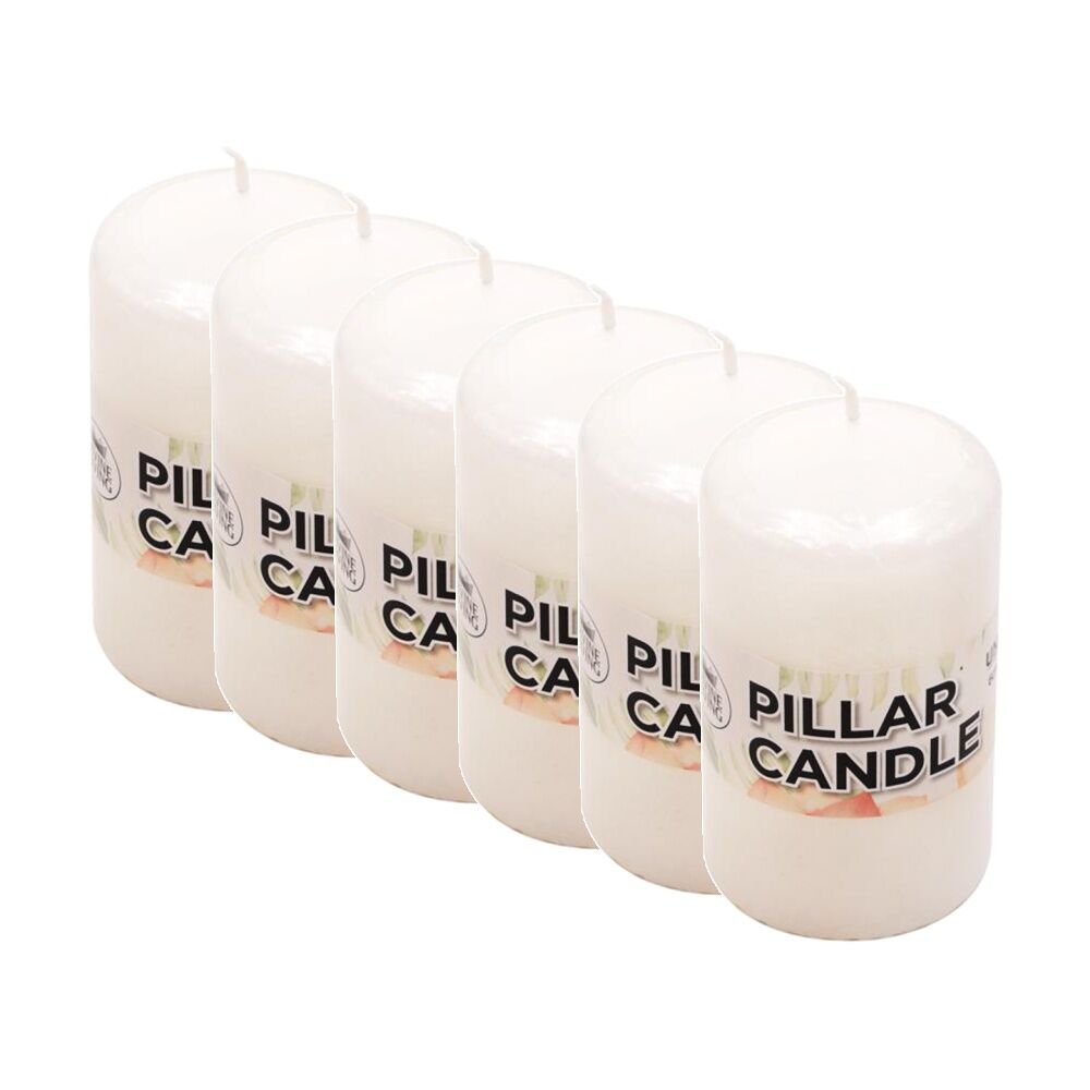 Divine Living Wax Pillar Church Decorative Candle 6x13cm White (6 Pack)