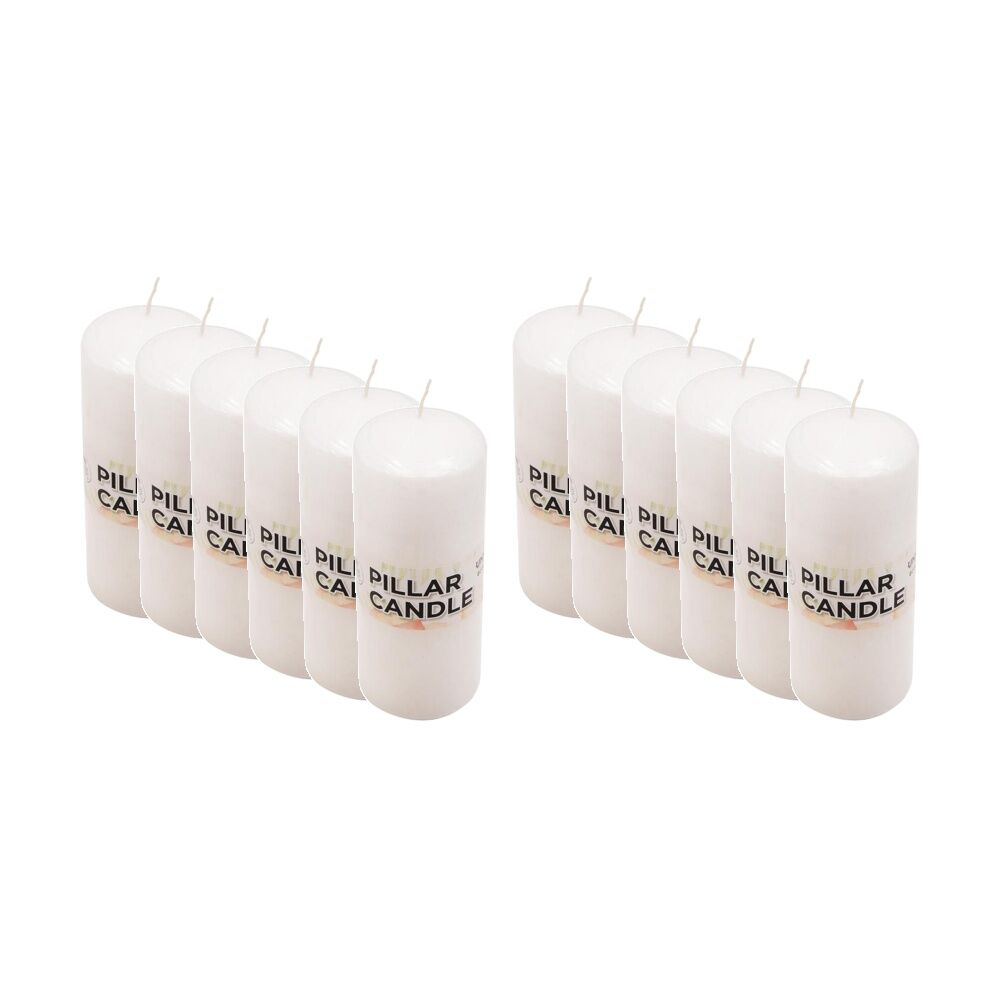 Divine Living Wax Pillar Church Decorative Candle 6x15cm White (12 Pack)