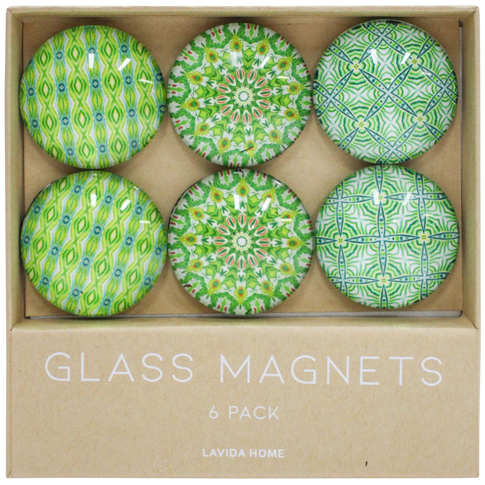 LVD Green w/ Envy Glass 11.5cm Fridge Magnet/Magnetic Decorative Round Set (6 Pieces)