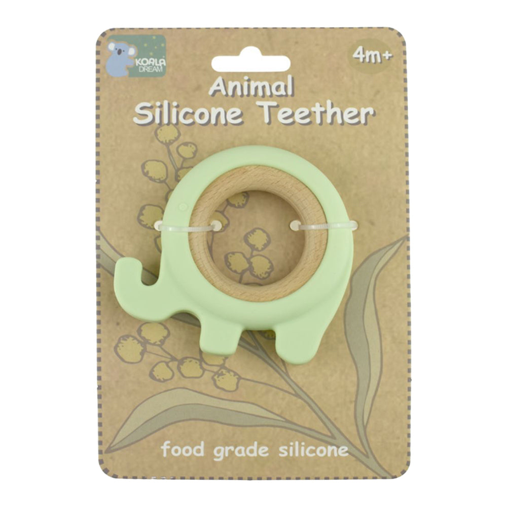 Koala Dream Silicone/Wooden Elephant Baby/Toddler Chew Teether Toy Green 4m+