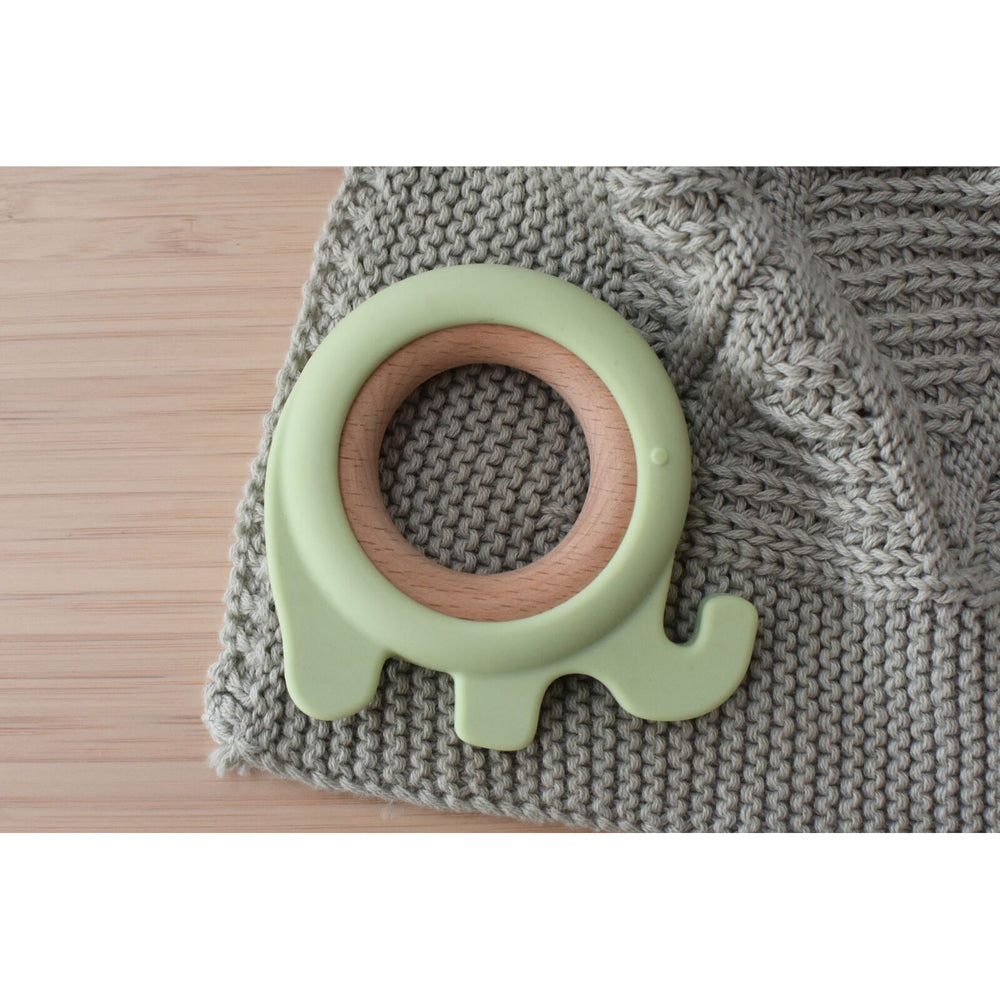 Koala Dream Silicone/Wooden Elephant Baby/Toddler Chew Teether Toy Green 4m+ — image 4