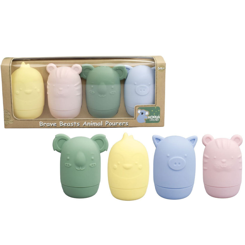 Koala Dream Silicone Childrens Brave Beasts Animal Pourers - Pastel 6M+ (4 Pieces)