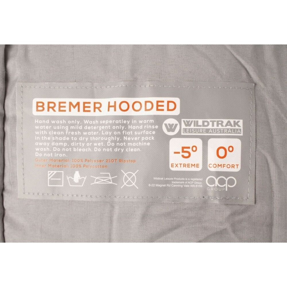 Wildtrak Bremer 170x65cm Junior Hooded Sleeping Bag Outdoor Camping Green/Black — image 7