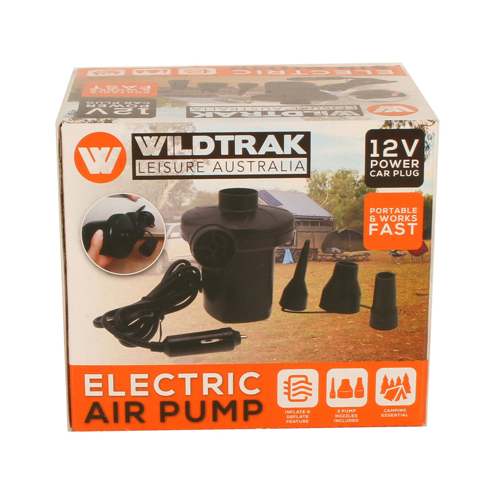 Wildtrak Electric Air Pump 12V Car Plug Inflate And Deflate With 3 Nozzles