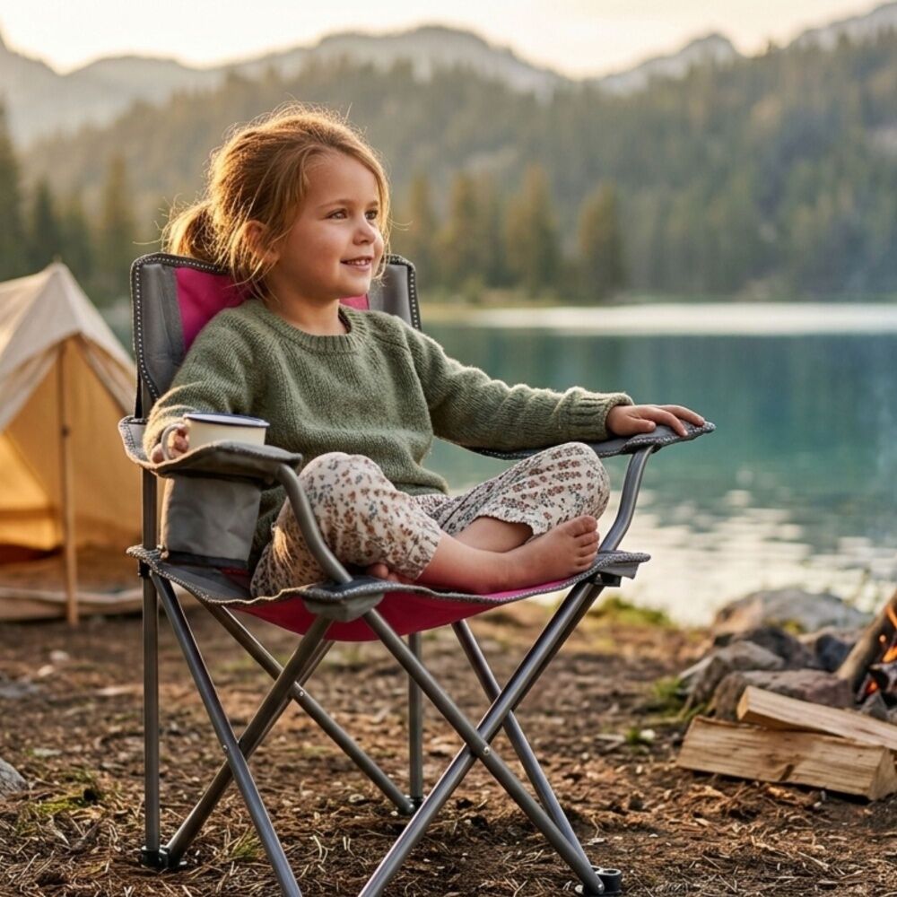 Wildtrak Kidz Camp Chair Pink Outdoor Camping 100Kg Weight Rating 67x60cm — image 3