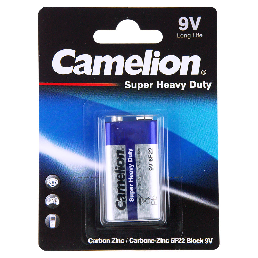 Camelion Super Heavy Duty 9V 6F22 Block 9V Battery Power Carbon Zinc Batteries — image 2