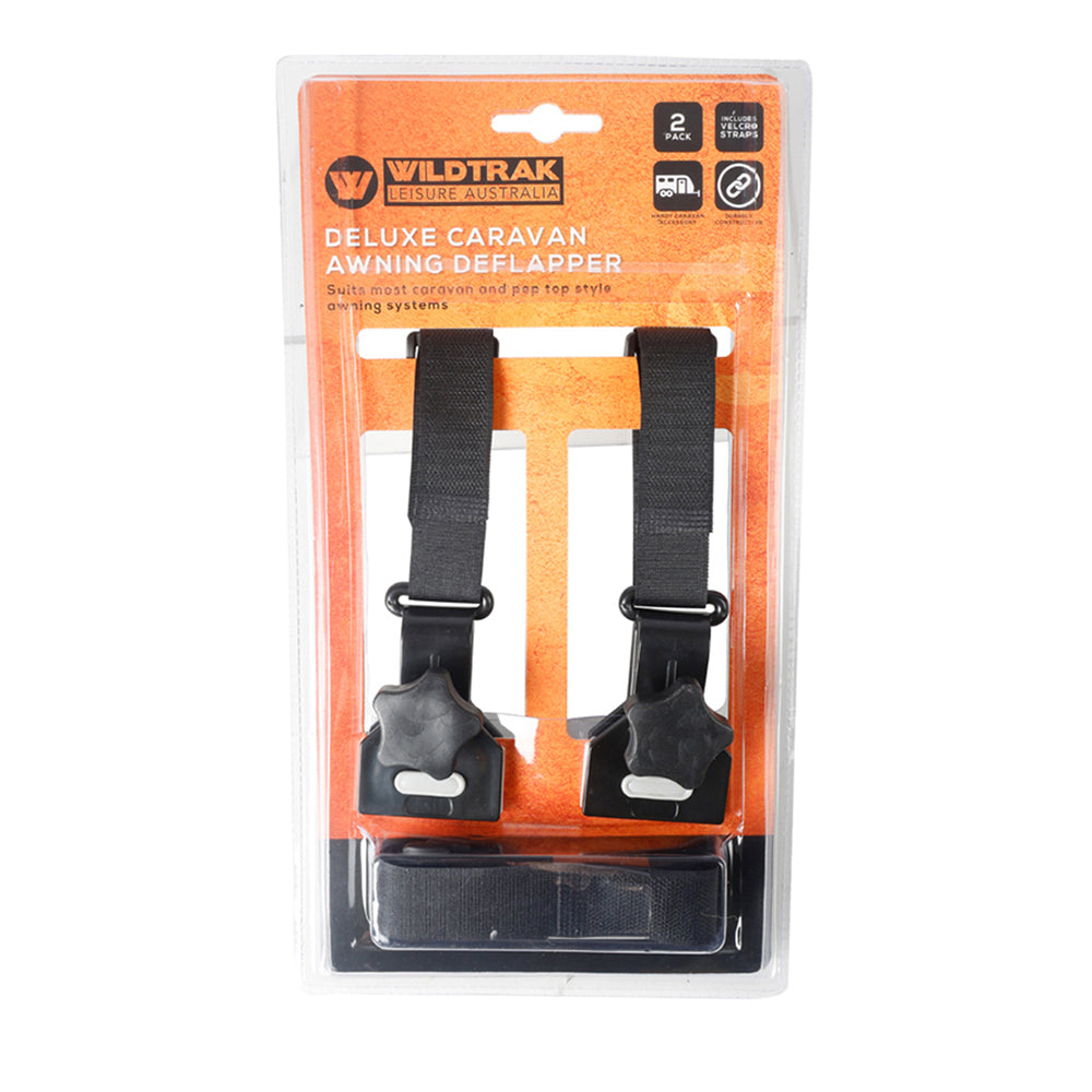 Wildtrak 5cm Deluxe Caravan Awning Deflapper Strap - Black (2 Pieces)