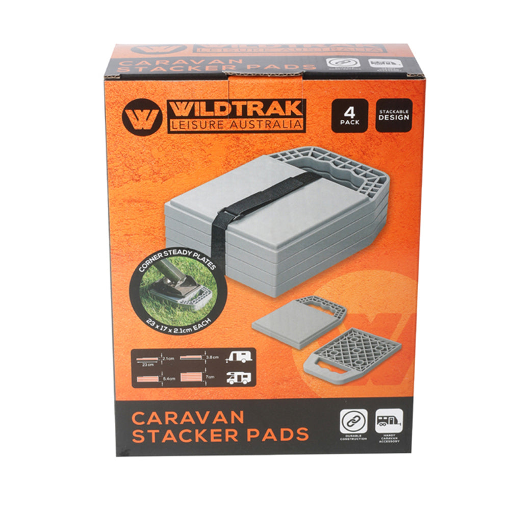 Wildtrak 22.5cm Caravan Stacker Pad Camping Accessory - Grey (4 Pieces)