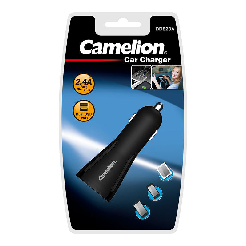 Camelion 2.4A USB Mini Car Charger w/ 8 Pin Cable for iPhone 12/11/Samsung — image 2