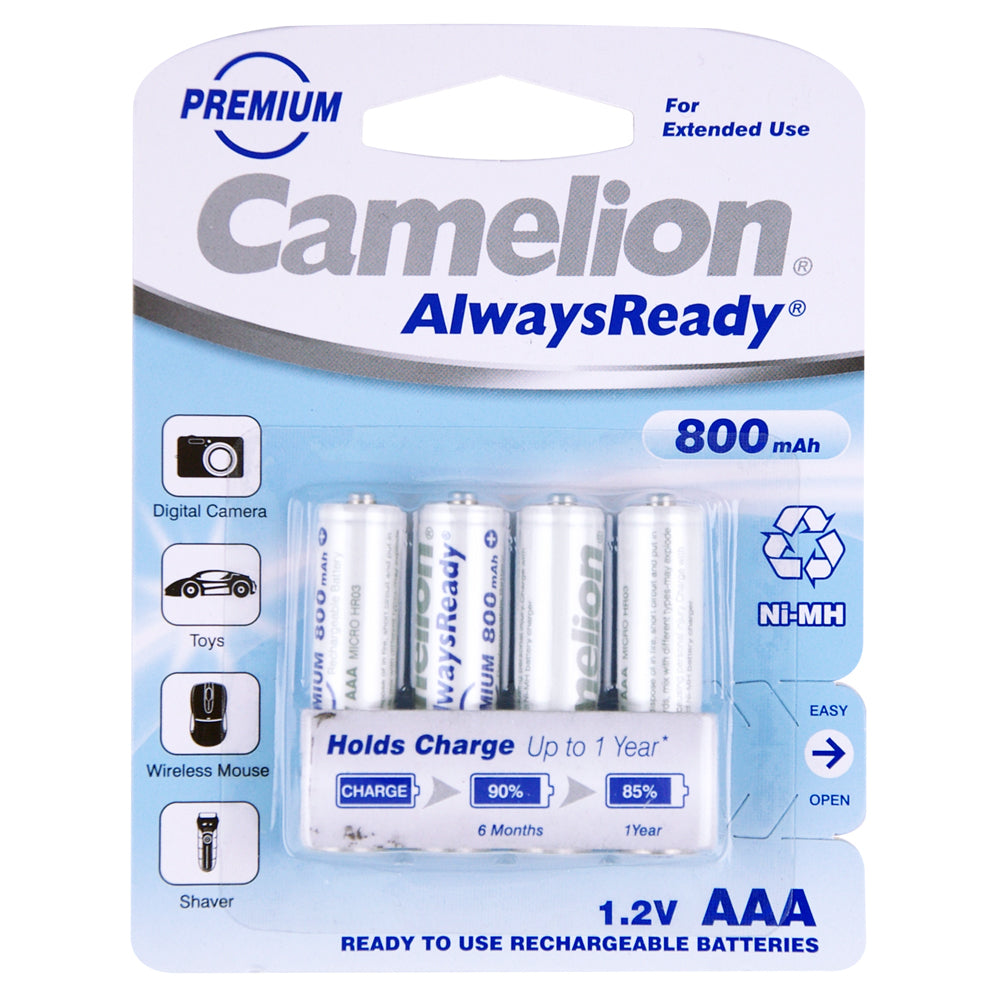 Camelion Ni-MH AAA 1.2V Battery 800mAh Rechargeable HR03 Micro Batteries (4 Pieces) — image 2