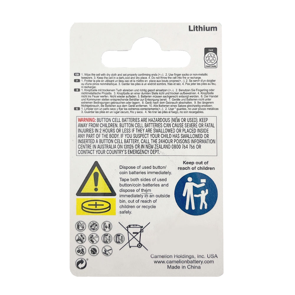Camelion Button/Coin Cell Alkaline LR1120/AG8 CS BP4 Long Lasting Batteries (4 Pieces) — image 2
