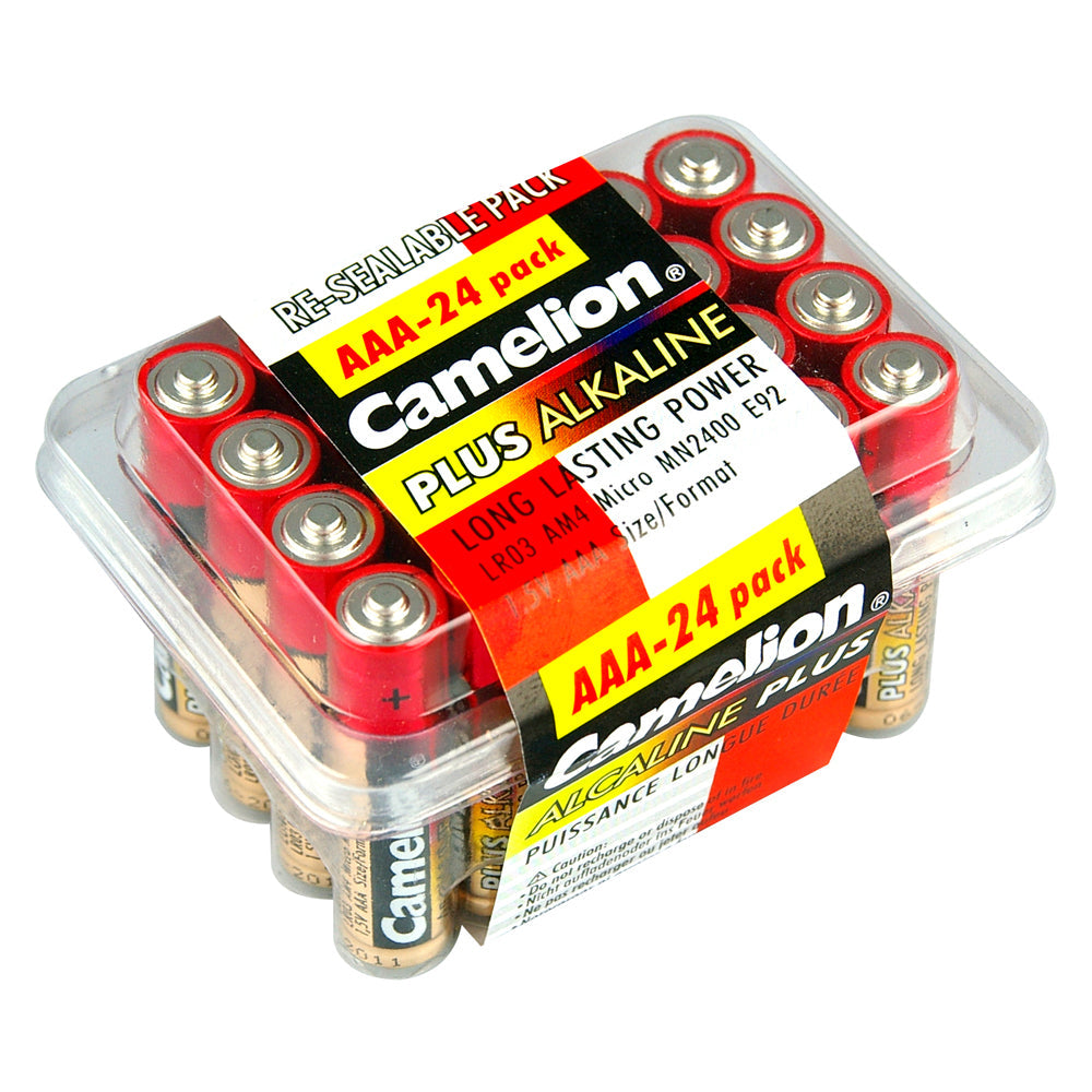 Camelion Plus Alkaline AAA LR03 1.5V Battery Power Cylindrical Batteries (24 Pieces)