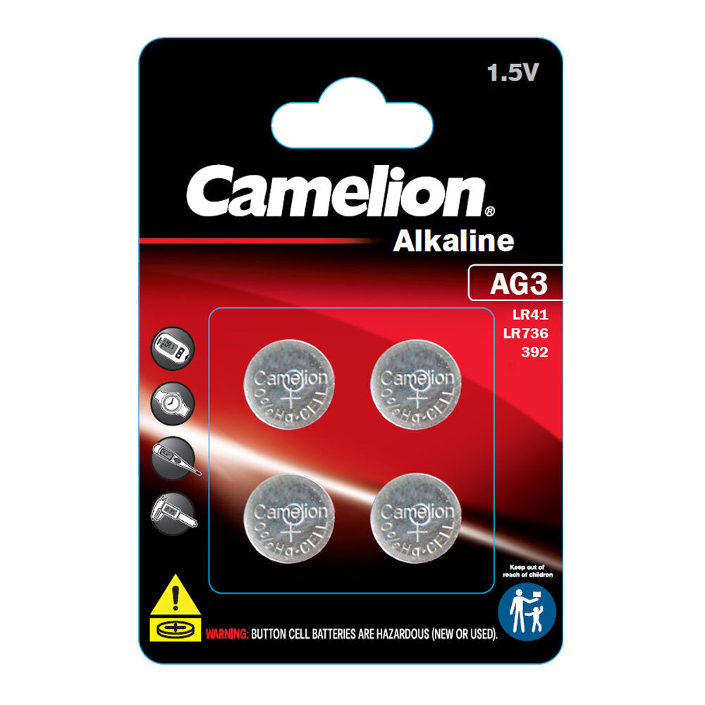 Camelion Alkaline LR41/AG3 Button Cell Batteries For Calculator/Car Keys (4 Pieces) — image 2