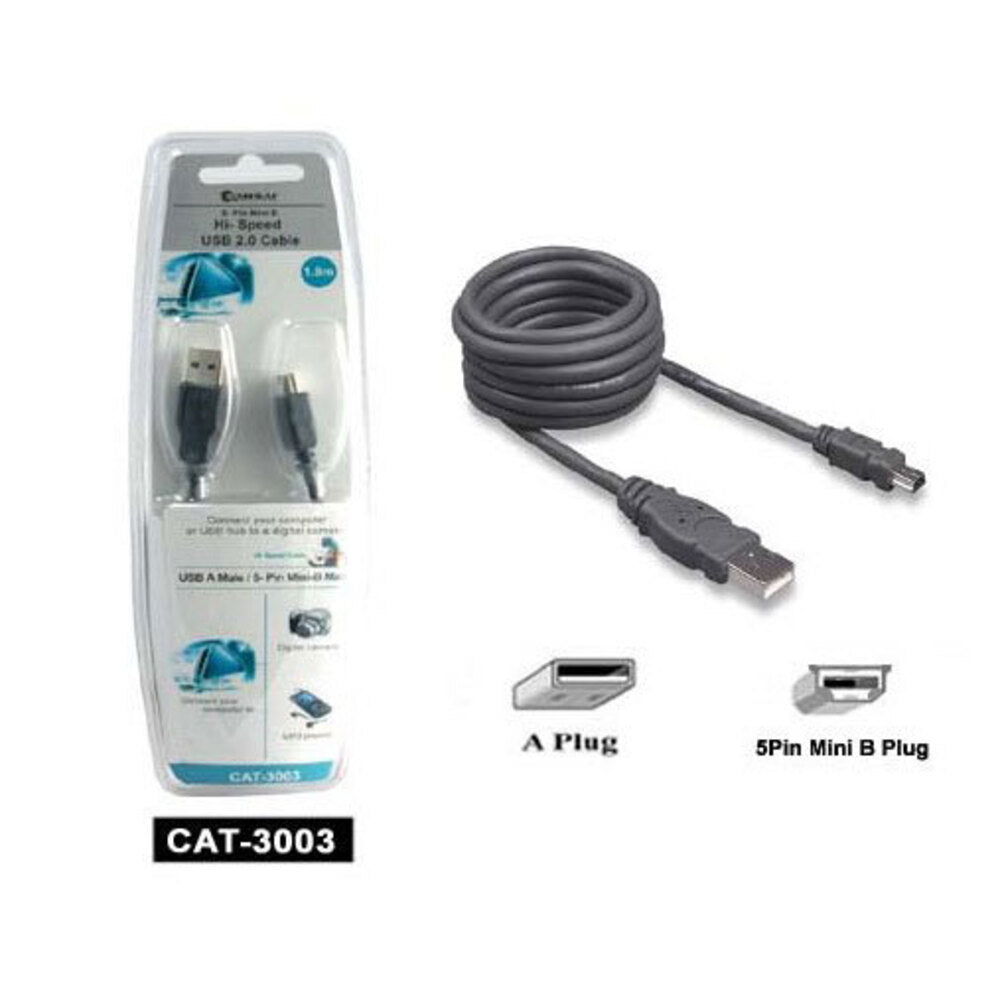 Sansai 1.8m 2.0 USB a to 5 Pin Mini B Male Data Cable for Hard Drive/Camera — image 2