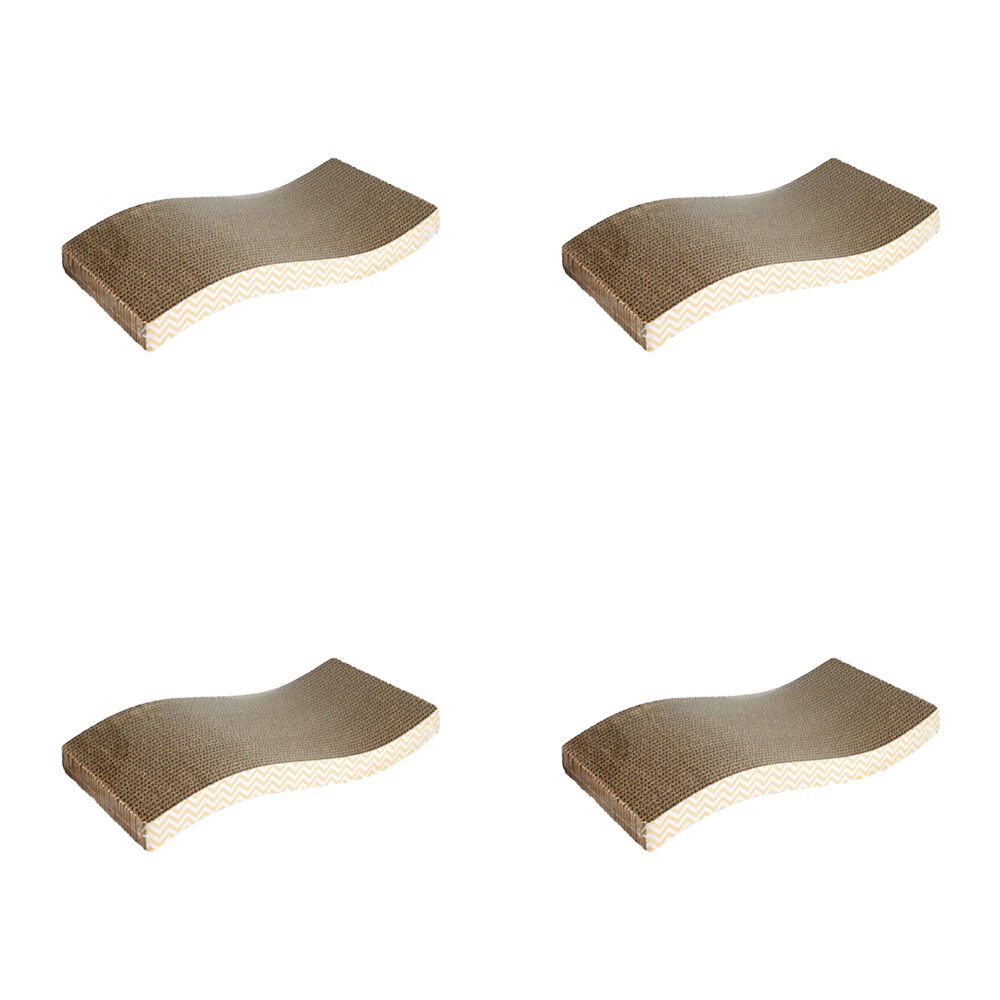 Dudley's World of Pets Durable Paper Cardboard Cat Scratcher Furniture Wave (4 Pack)