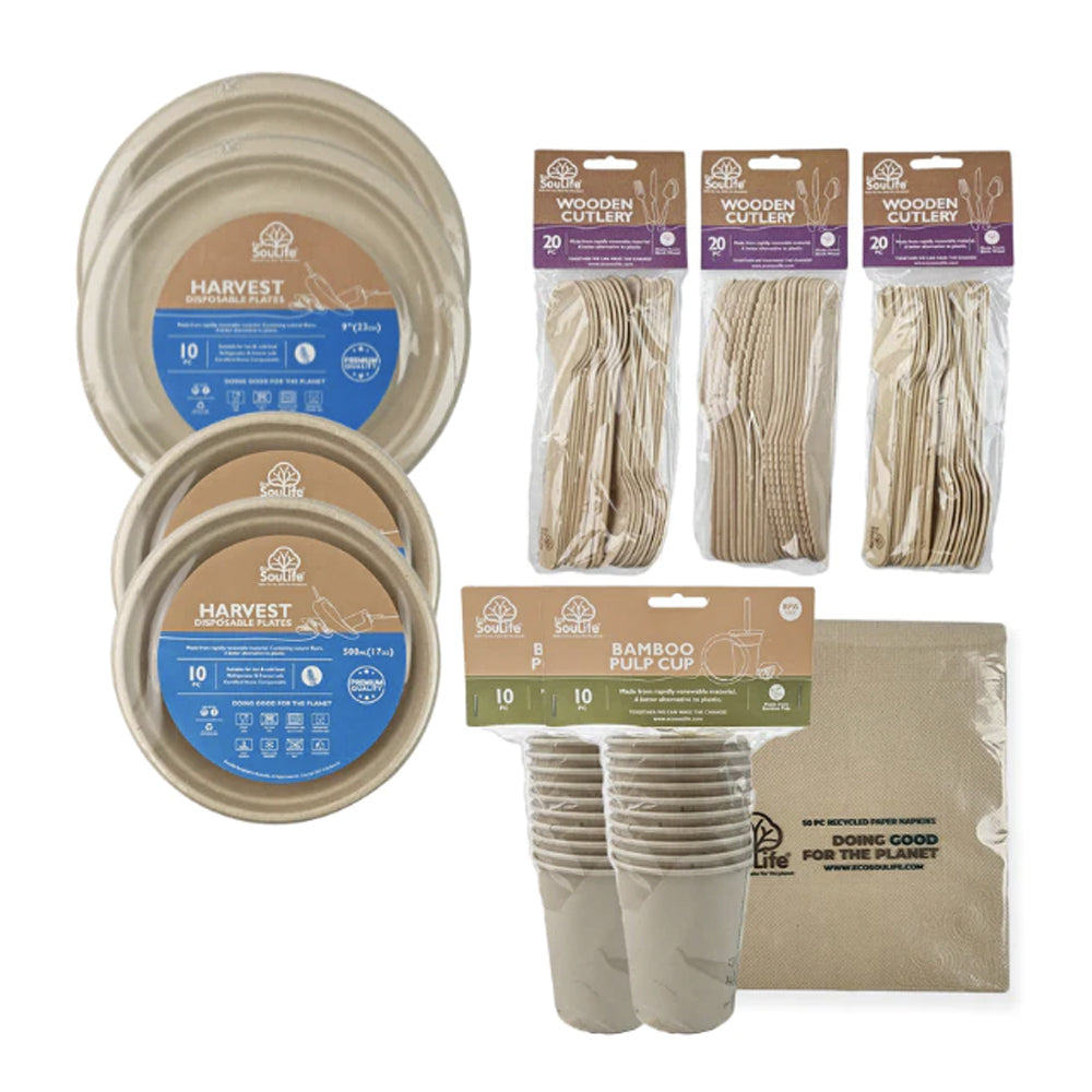 Eco Soulife Ecosoulife Gather Around The Green Table Cutlery Bowl/Plate/Cup Bundle (170 Pieces)