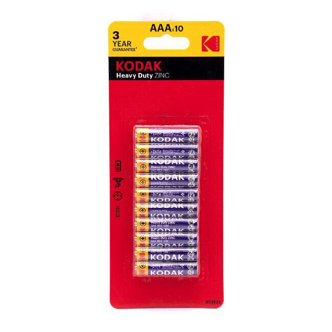 Kodak Extra Heavy Duty AAA Battery 1.5V Single Use Zinc Chloride (10 Pieces)