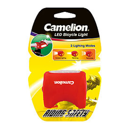 Camelion Bicycle Silicon Red LED Rear Light 10LM Bike w/ 3x AAA Batteries