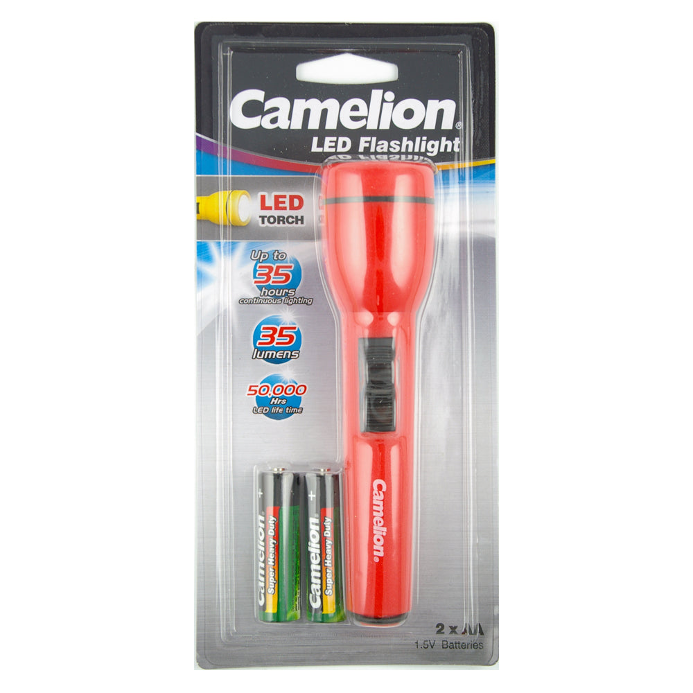 Camelion LED Torch Light 35 Lumen Camping/Outdoor Flashlight w/2x AA Battery Red — image 2