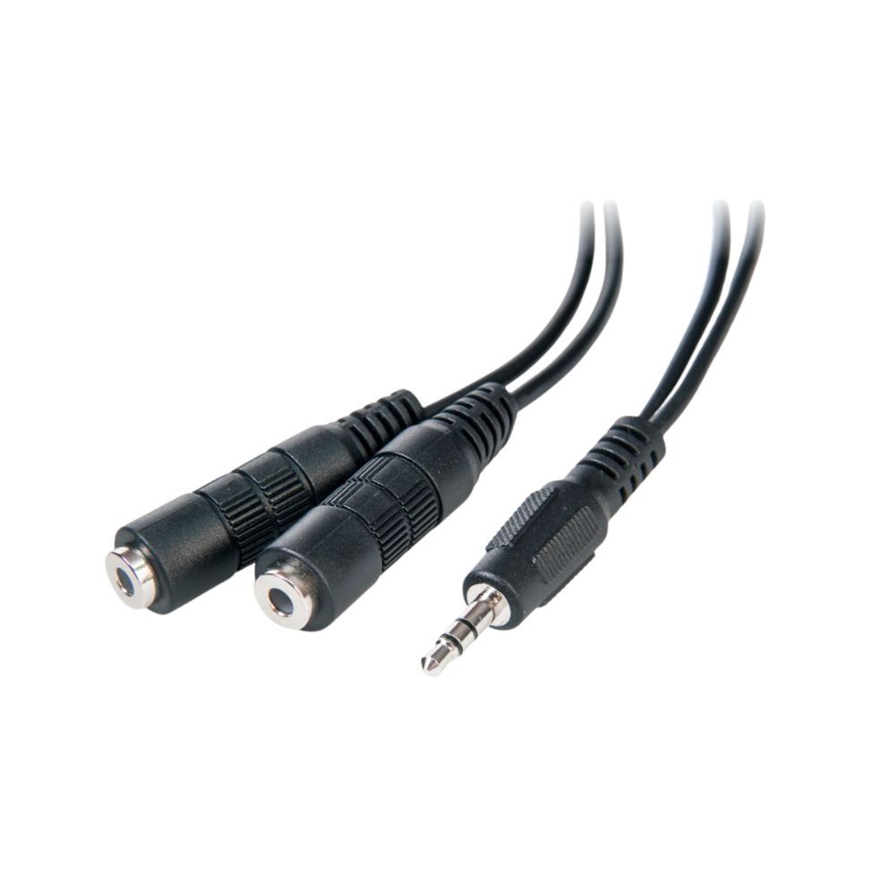 Connect Cable Male 3.5mm Stereo Audio to 2x Female Splitter Cable Connector BLK