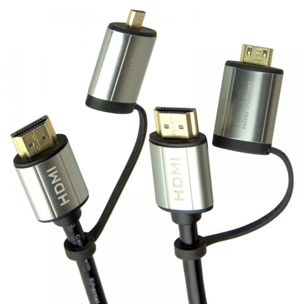 Connect Cable 1.8m HDMI 2.0 Premium 4K Cable w/ Mini & MicroHDMI Adapter Silver