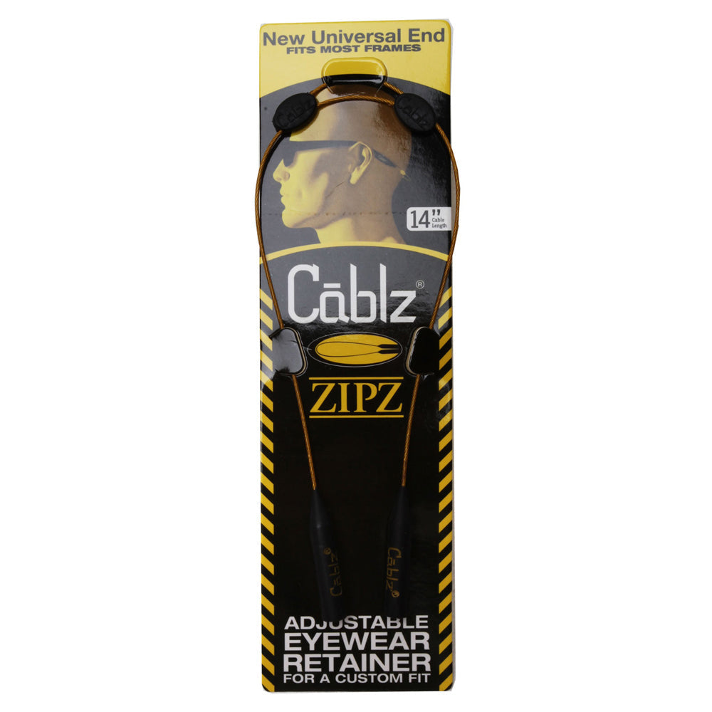 Cablz Zipz Adjustable Eyewear Lanyard Retainers/Sunglasses Strap Black/Gold