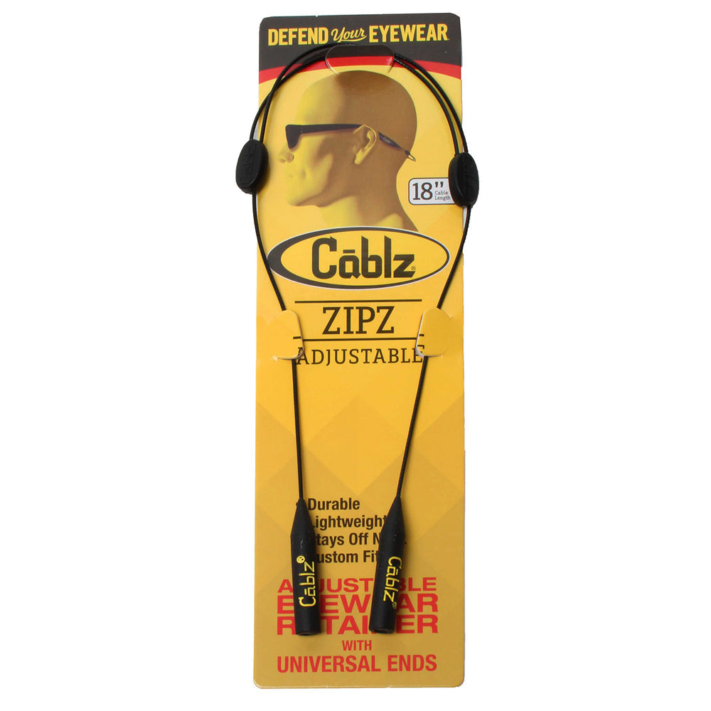 Cablz Zipz Adjustable 18'' Eyewear Lanyard Retainers/Sunglasses Cable Black