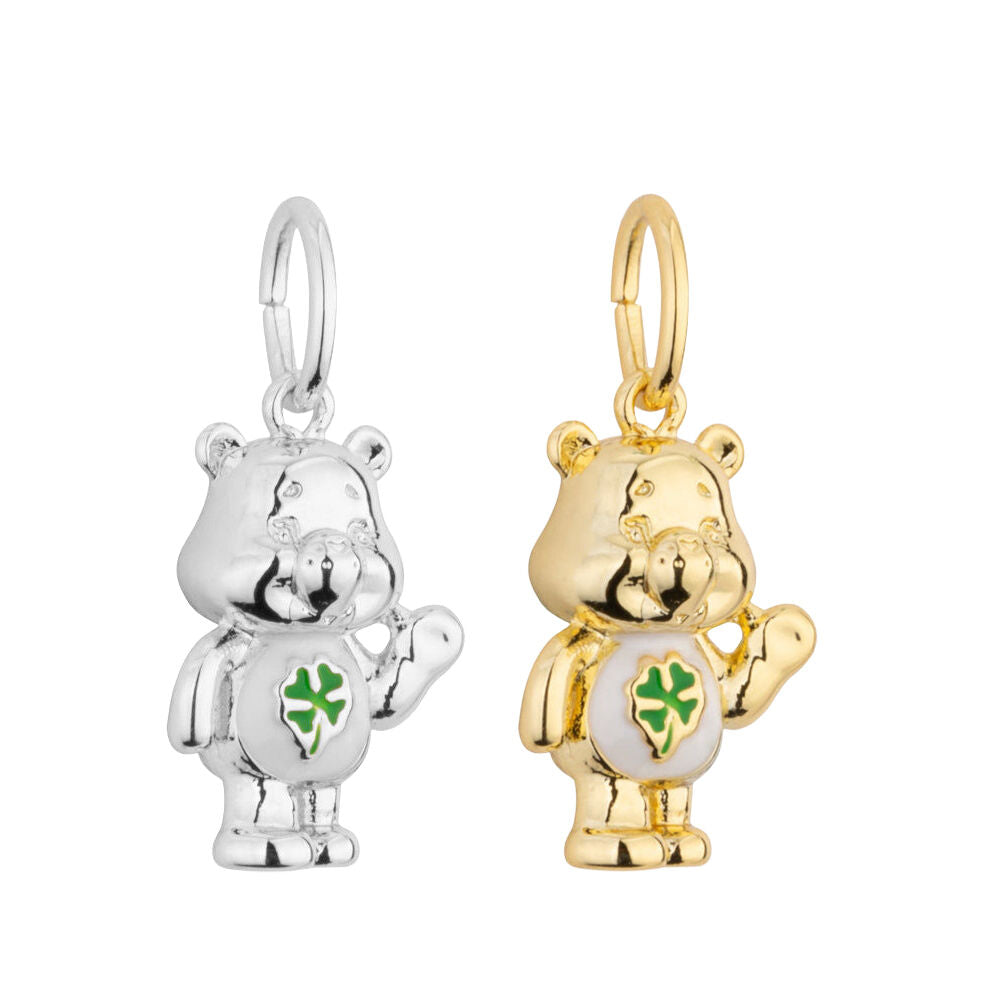 Care Bears Goodluck Bear Charm - Gold Plated Brass - Gold and Silver