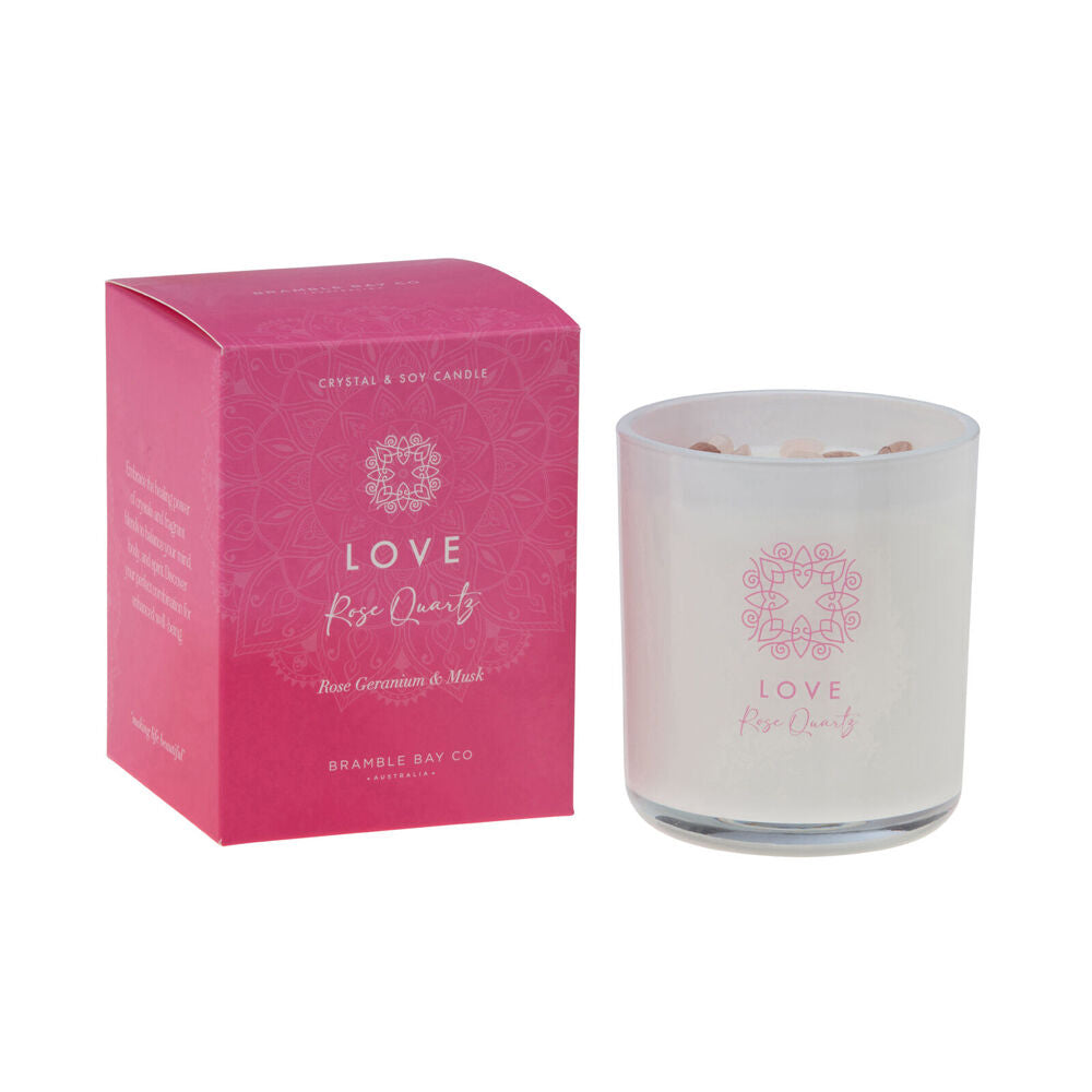 Bramble Bay Crystal Boho Rose Calm Candle Geranium & Musk 300g — image 2
