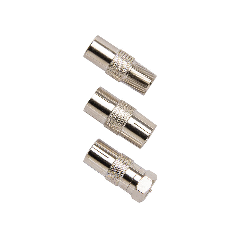 Crest Nickel Plated Coaxial Antenna Male To Female Adaptor For TV Silver (3 Pack)