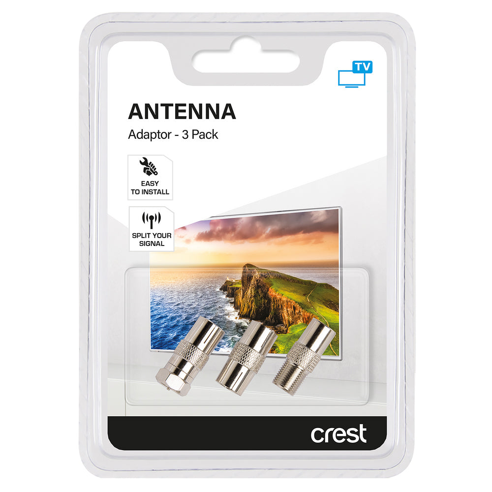 Crest Nickel Plated Coaxial Antenna Male To Female Adaptor For TV Silver (3 Pack) — image 2