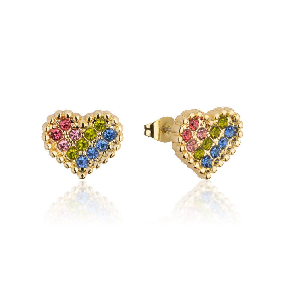 Care Bears Rainbow Heart Stud Earrings Stainless Steel — Gold