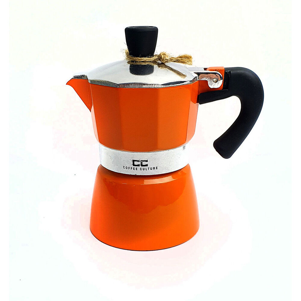 Coffee Culture Aluminium 1-Cup Espresso Stovetop Coffee Maker Brew Pot — Orange