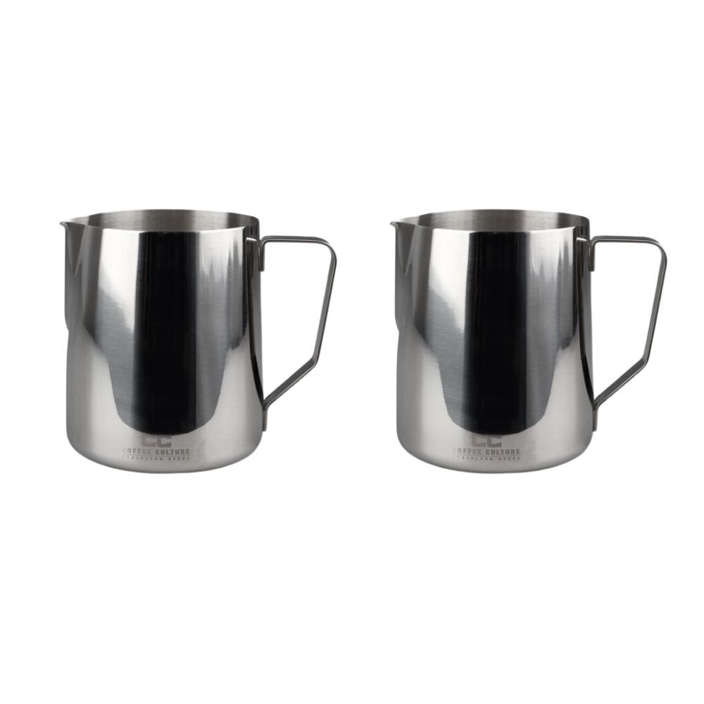 Coffee Culture Stainless Steel 350ml Milk Frothing Jug Container Silver (2 Pack)