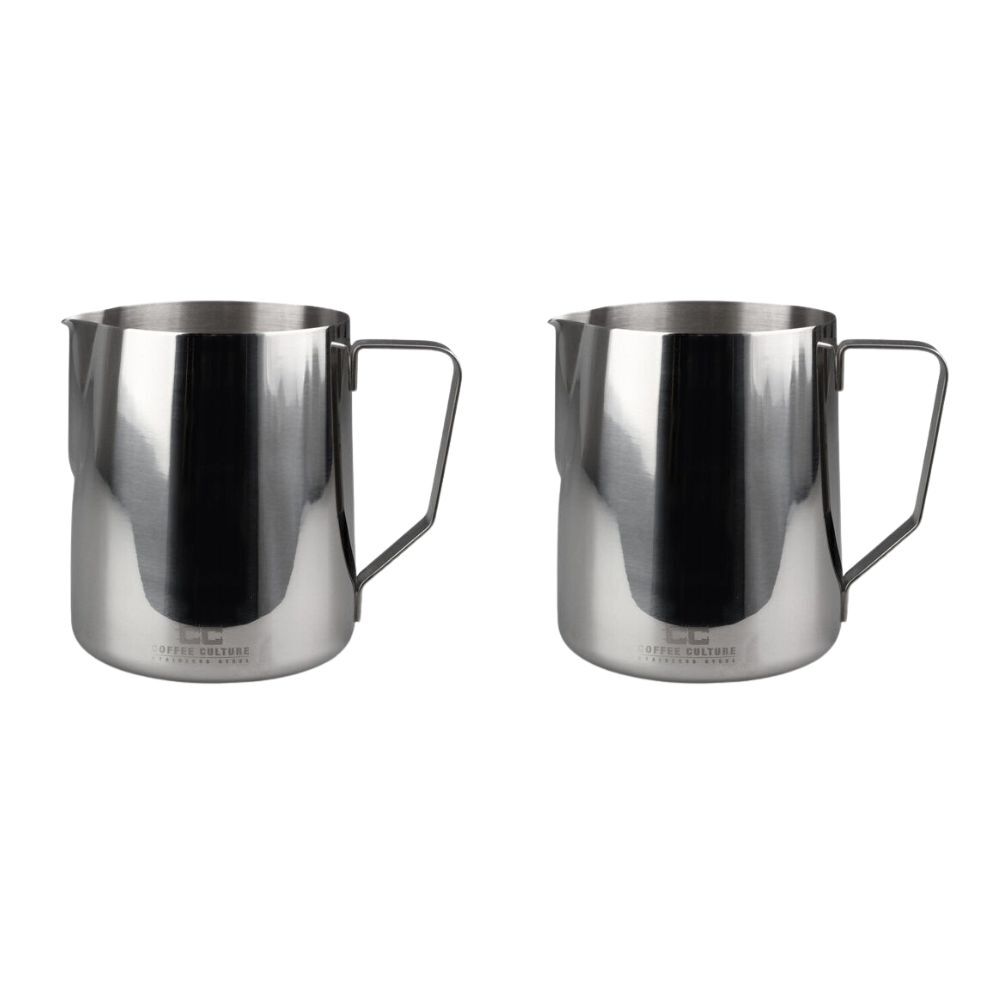 Coffee Culture Stainless Steel 600ml Milk Frothing Jug Container Silver (2 Pack)