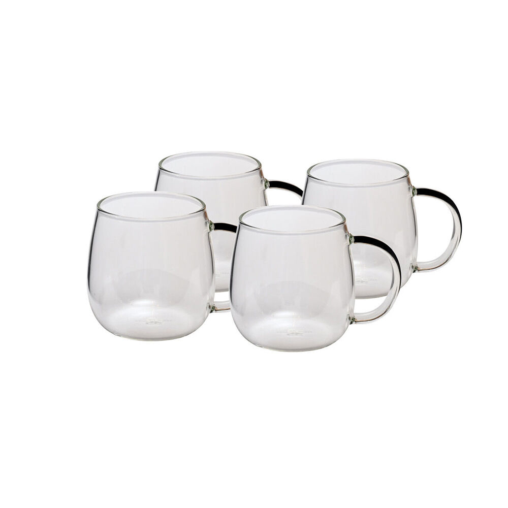 Coffee Culture Arlo 400ml Glass Single Wall Mug Set - Clear (4 Pieces)