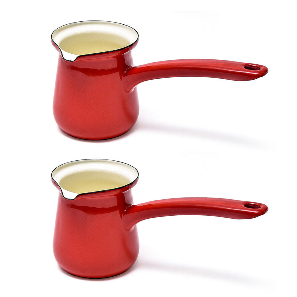Coffee Culture Enamel 300ml Turkish Coffee Pot Maker Stovetop Brewing Red (2 Pack)